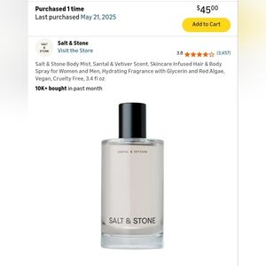 NIB Salt & Stone Santal & Vetiver Body Mist